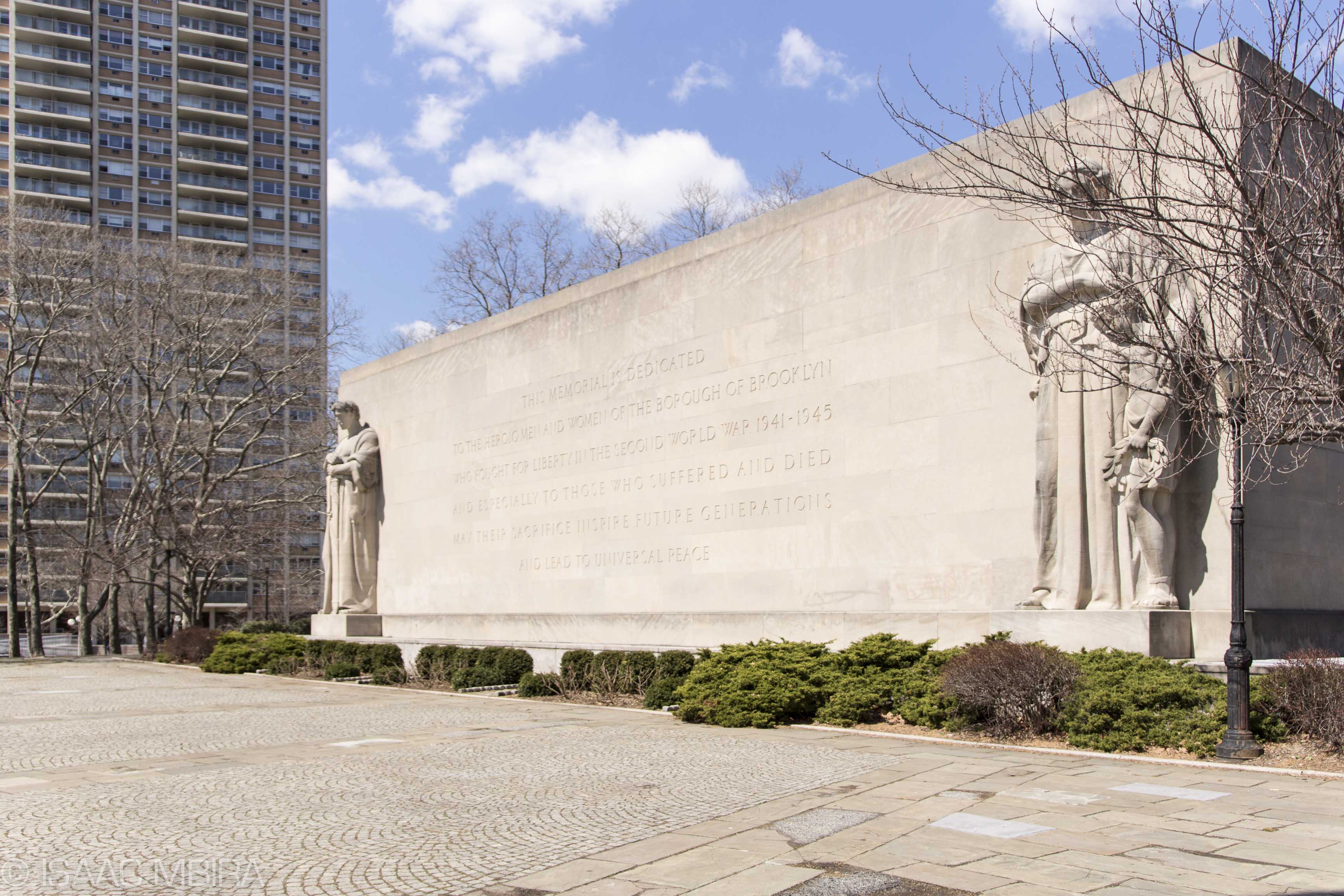 Cadman Plaza Park World War II Monument Angle Shot
